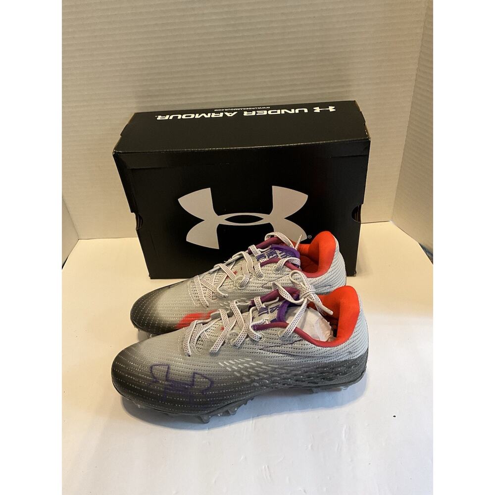 Under Armour Blur Smoke MC Football Cleats Size 7 Gray Purple Red NWT